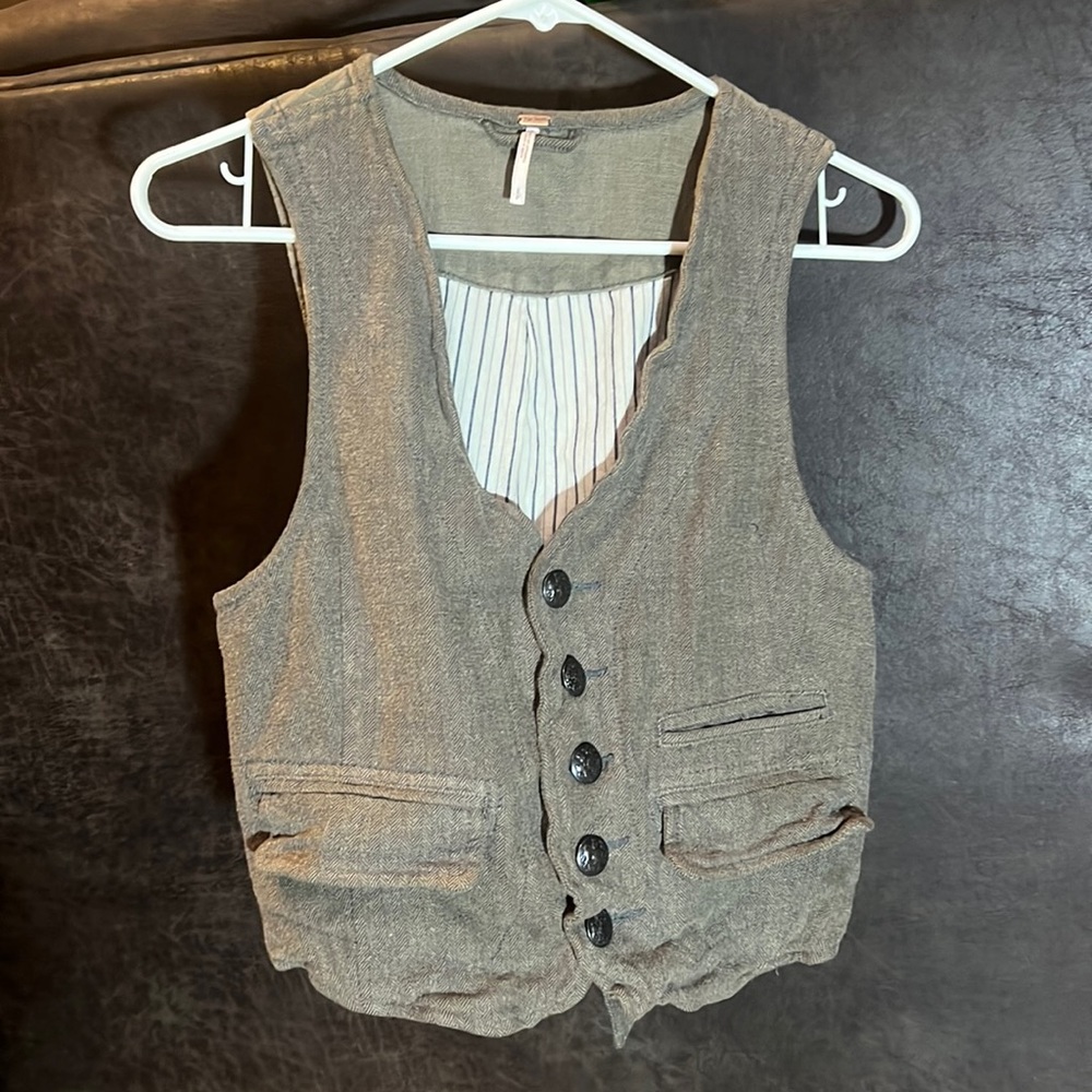 Free People Vest- Size S - Green Khaki